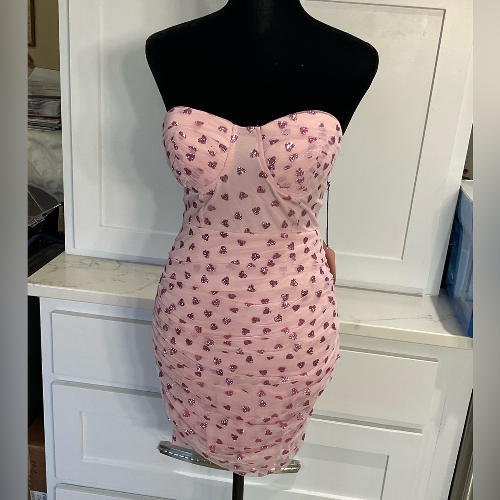 New Pink Glitter Sleeveless  Superdown Party Dress